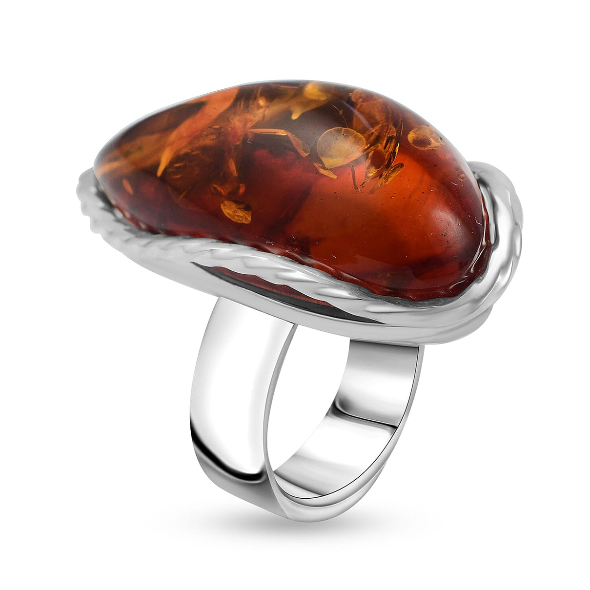 Amber Beads Adjustable Ring in Sterling Silver 40.00 Ct, Silver Wt 7.50 Gms 7747326 4