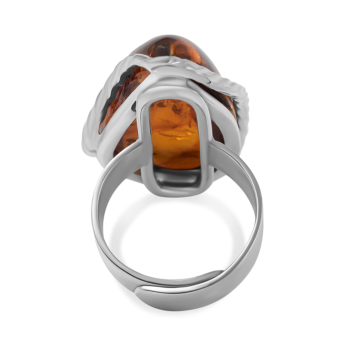Amber Beads Adjustable Ring in Sterling Silver 40.00 Ct, Silver Wt 7.50 Gms 7747326 5