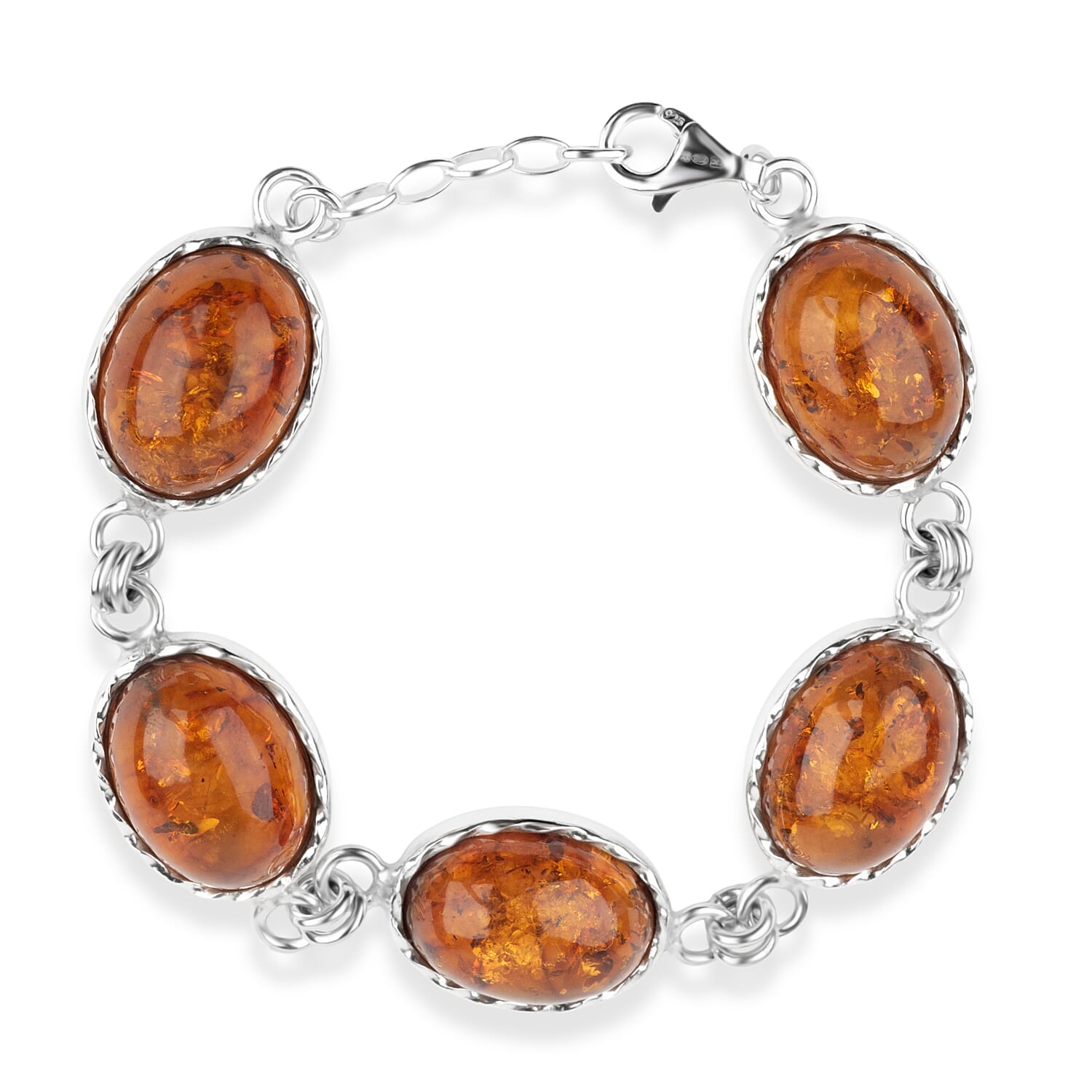 Amber Bracelet (Size - 8) Sterling Silver 50.00 Ct, Silver Wt.16.00 Gms. 8224009 0