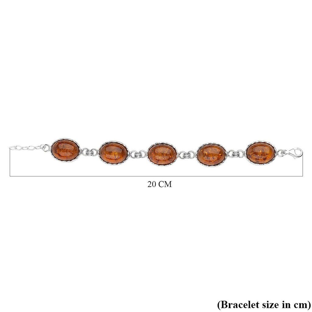 Amber Bracelet (Size - 8) Sterling Silver 50.00 Ct, Silver Wt.16.00 Gms.