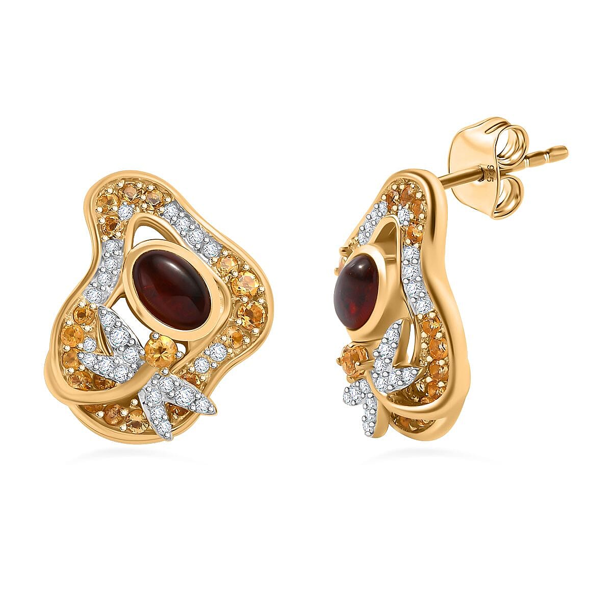 GP Italian Garden Collection - Amber, Citrine and Natural Zircon Earrings in 18K Vermeil Yellow Gold Plated Sterling Silver 1.78 Ct, Silver Wt. 5.79 Gms 7768196 0
