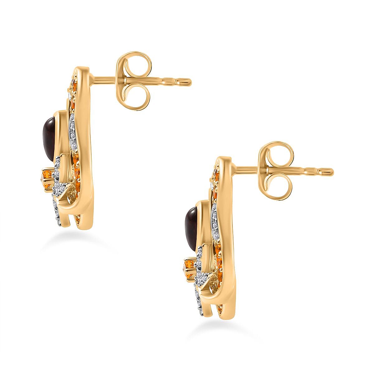 GP Italian Garden Collection - Amber, Citrine and Natural Zircon Earrings in 18K Vermeil Yellow Gold Plated Sterling Silver 1.78 Ct, Silver Wt. 5.79 Gms 7768196 4