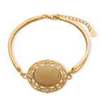 Amber & Cubic Zirconia Bracelet (Size - 7.5 with Ext) Sterling Silver 10.08 Ct, Silver Wt. 9.00 Gms.