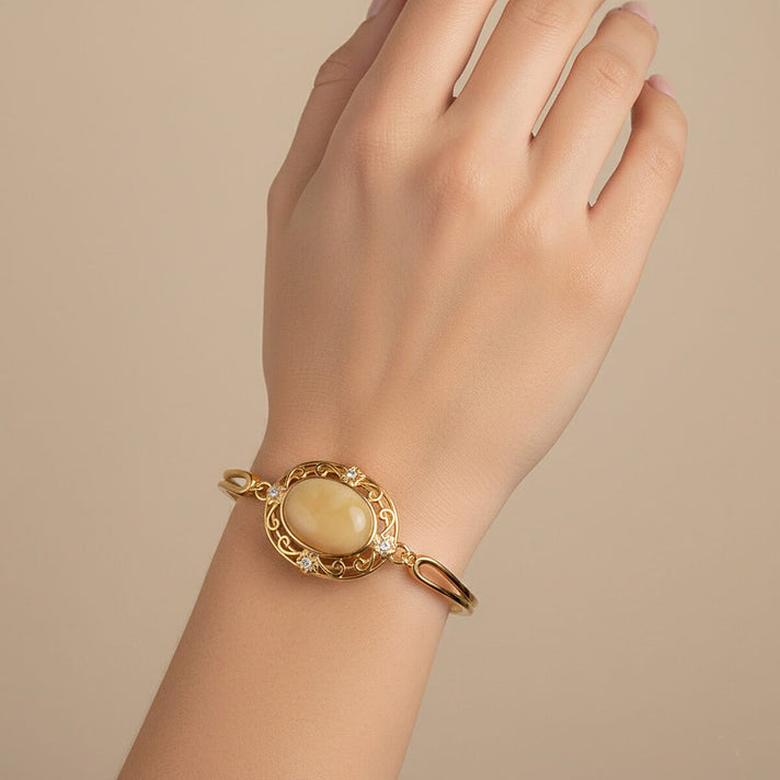 Amber &amp; Cubic Zirconia Bracelet (Size - 7.5 with Ext) Sterling Silver 10.08 Ct, Silver Wt. 9.00 Gms. 8219731 2
