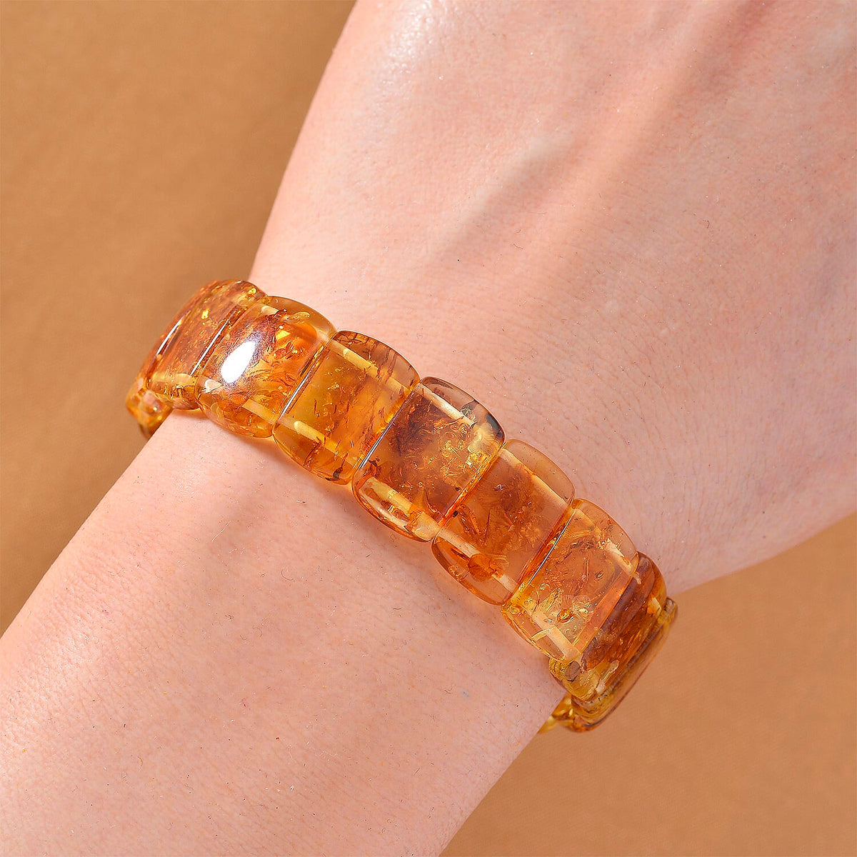 Natural Amber Stretchable Bracelet (Size - 7.5) 45.00 Ct. 8215369 2