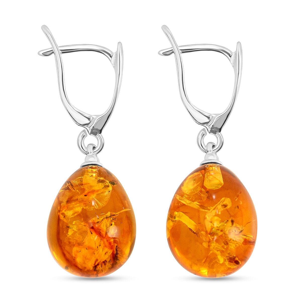 Amber Drop Earrings (with Clasp) in Sterling Silver 7382651 1
