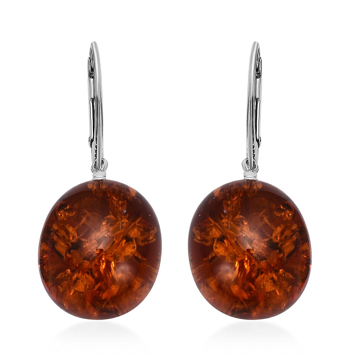 Tucson Special- Amber Lever Back Earrings in Platinum Overlay Sterling Silver 7346852 0