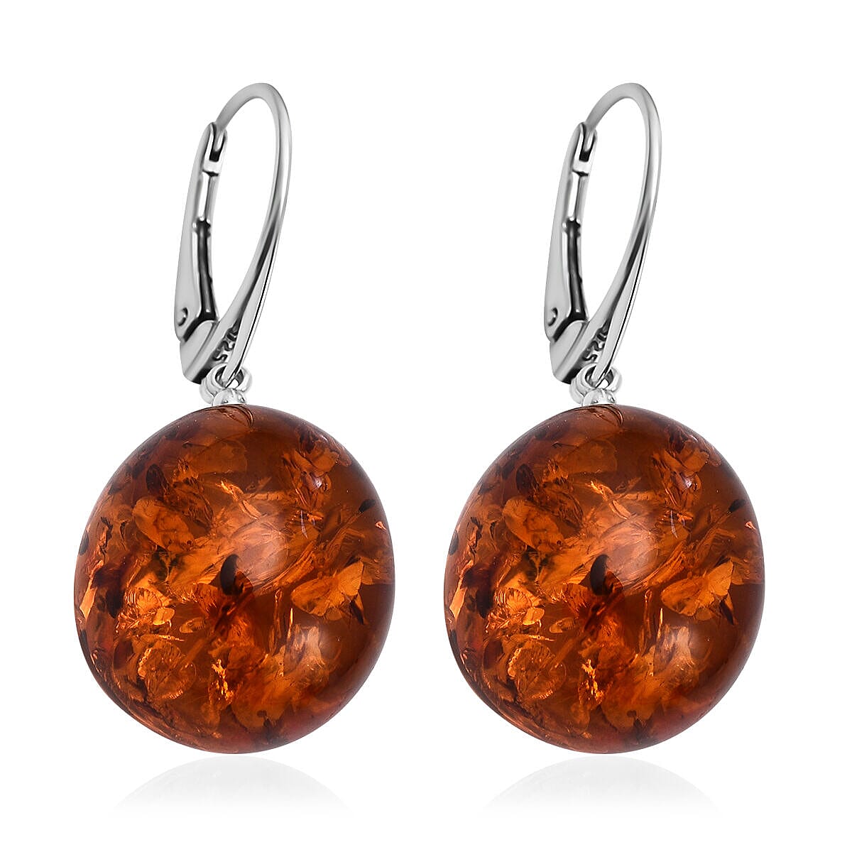 Tucson Special- Amber Lever Back Earrings in Platinum Overlay Sterling Silver 7346852 3