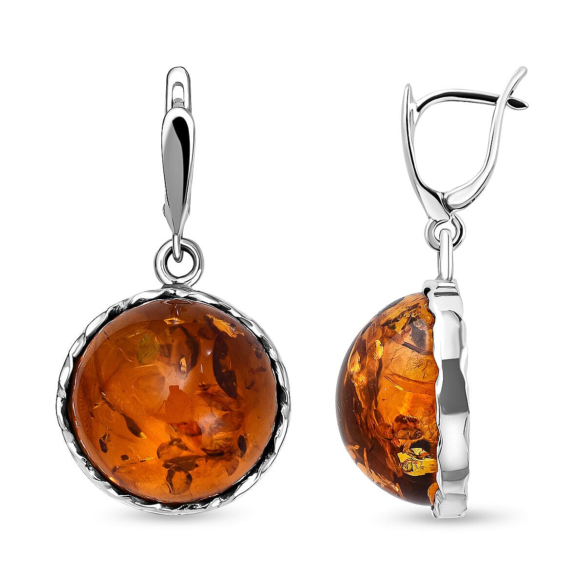 Tucson Special- Amber Hoop Earrings in Platinum Overlay Sterling Silver 7347241 0