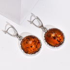 Tucson Special- Amber Hoop Earrings in Platinum Overlay Sterling Silver