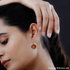 Tucson Special- Amber Hoop Earrings in Platinum Overlay Sterling Silver