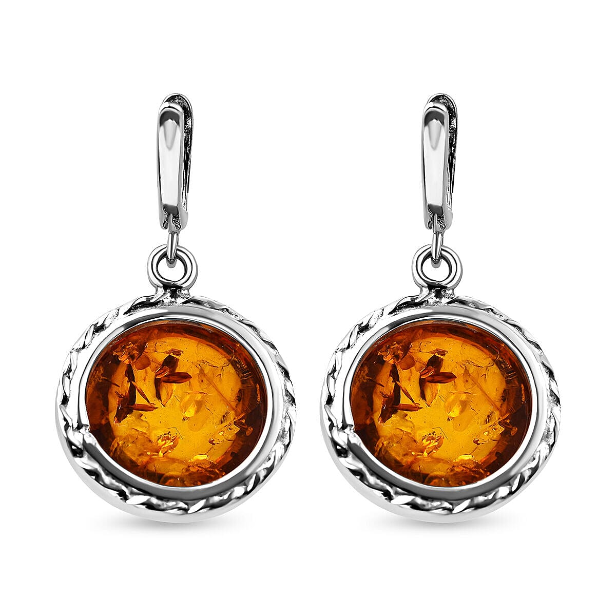Tucson Special- Amber Hoop Earrings in Platinum Overlay Sterling Silver 7347241 3