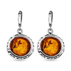 Tucson Special- Amber Hoop Earrings in Platinum Overlay Sterling Silver