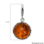 Tucson Special- Amber Hoop Earrings in Platinum Overlay Sterling Silver