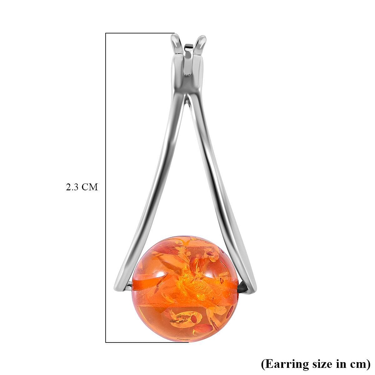 Amber Earrings (With Clasp) in Rhodium Overlay Sterling Silver 7271974 4