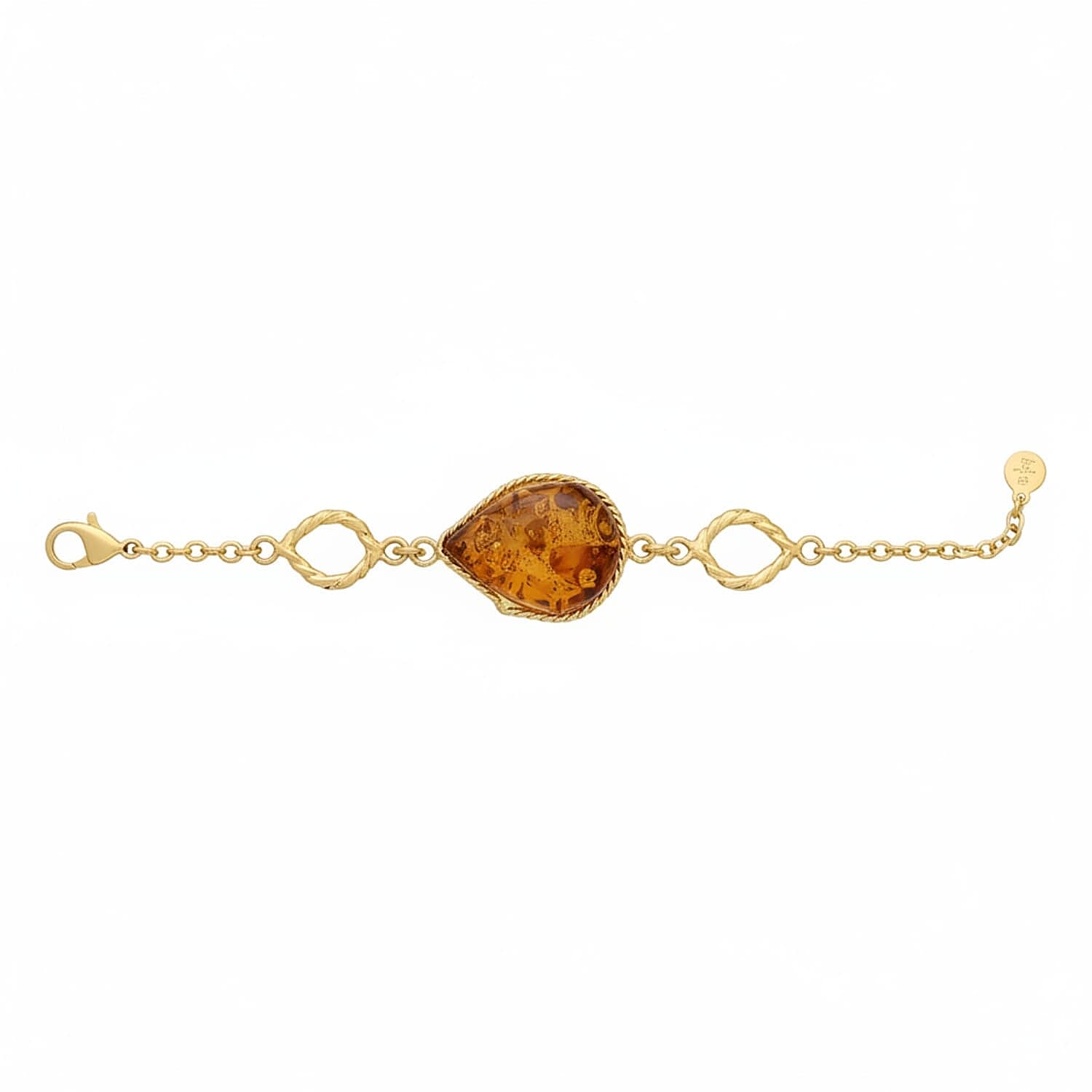 Amber Gold Overlay Bracelet (Size - 7 with Ext) Sterling Silver 25.00 Ct, Silver Wt. 15.00 Gms. 8061984 0