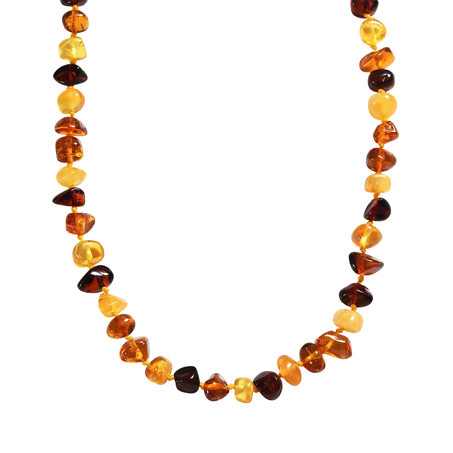 One Time Deal- Baltic Amber Organic Shape Necklace (Size - 20) - Multi 8411693 4