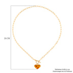 Close Out Deal - Heart Shape Amber Necklace (Size 20) with T-Bar Clasp in Yellow Gold Overlay Sterling Silver