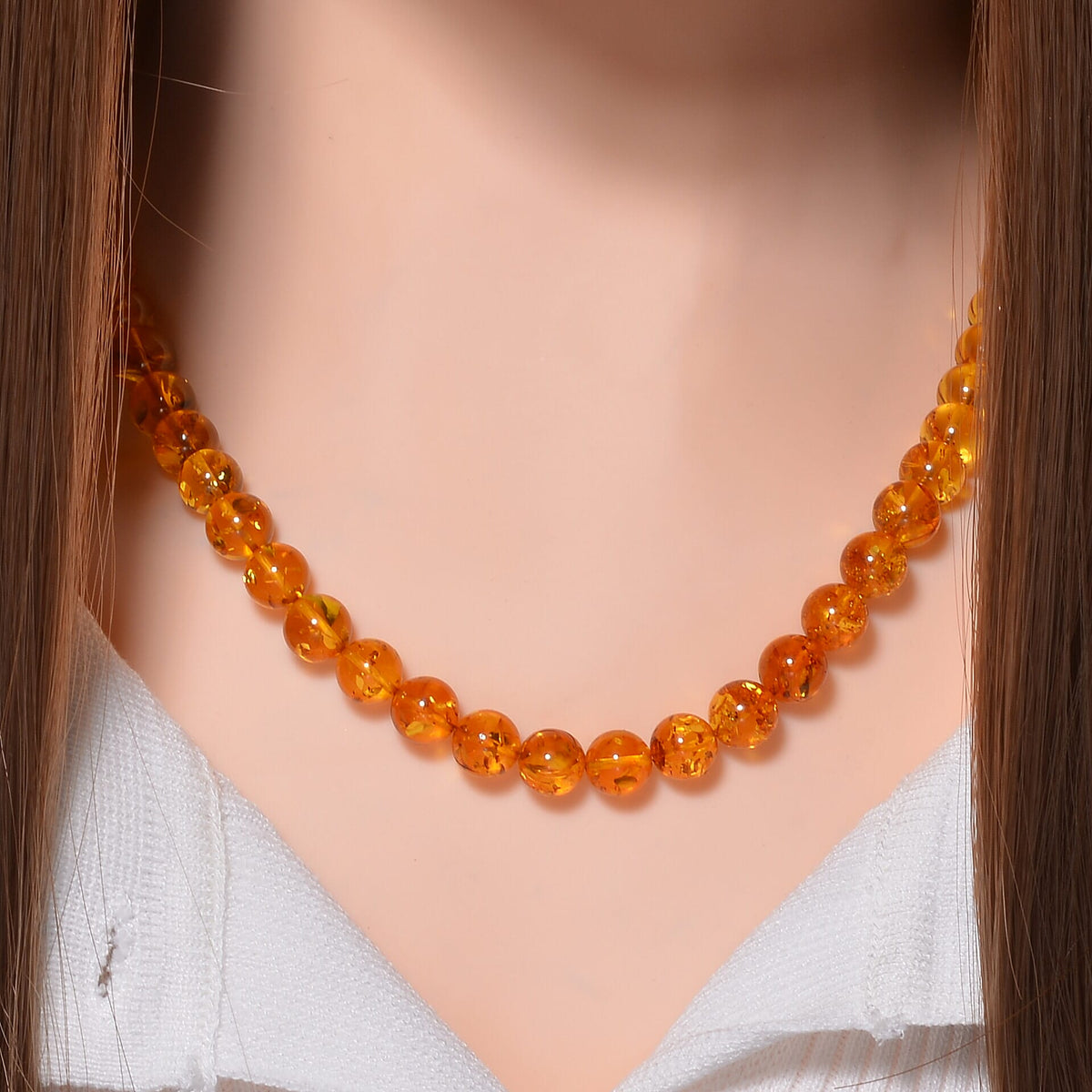 AAA Amber  Necklace (Size - 20) in Rhodium Overlay Sterling Silver 107.00 Ct 7796319 2