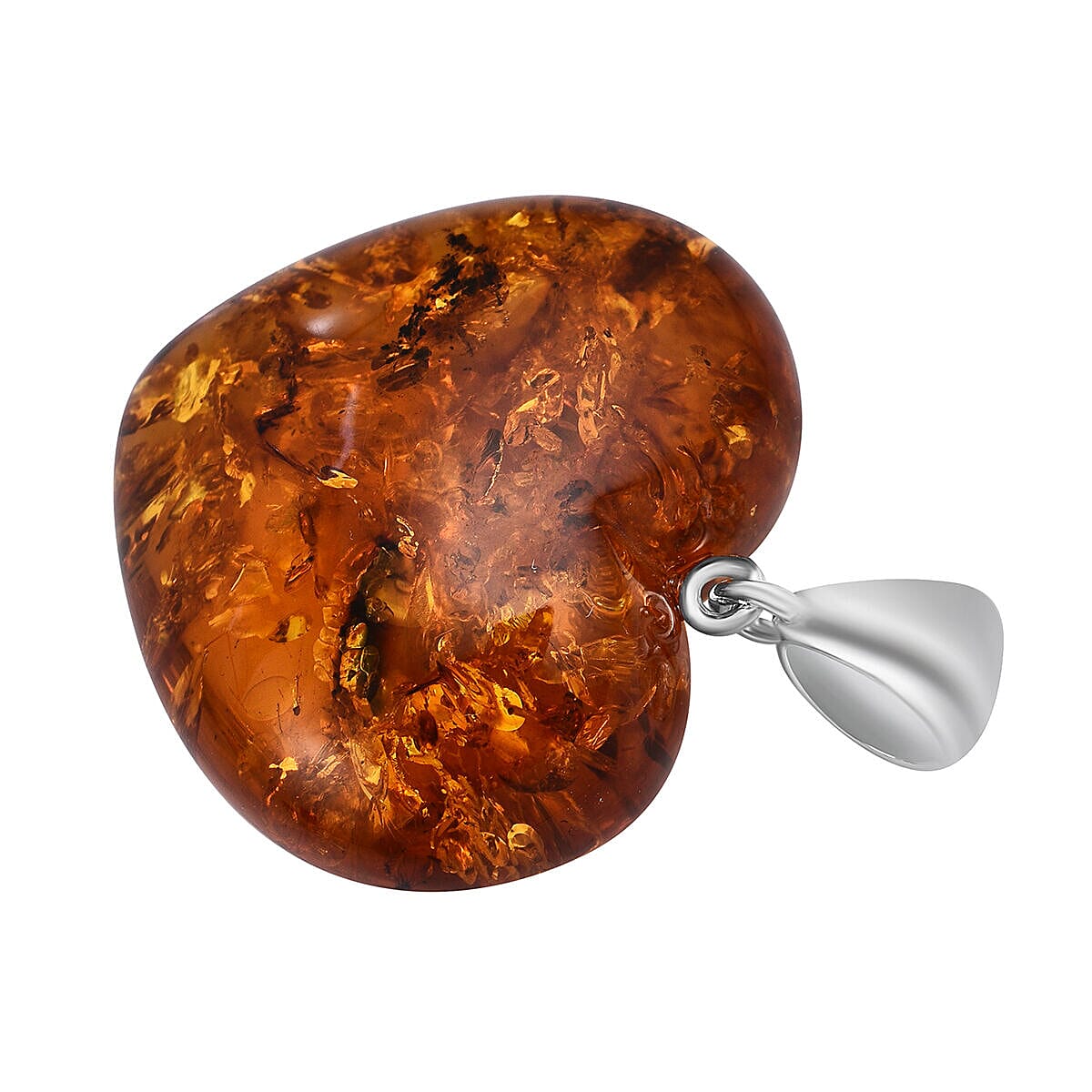 Tucson Special- Amber Heart Pendant in Rhodium Overlay Sterling Silver 7346873 3