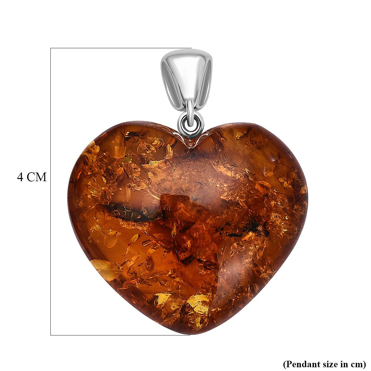 Tucson Special- Amber Heart Pendant in Rhodium Overlay Sterling Silver 7346873 4