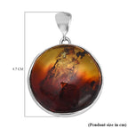 Tucson Special- Amber Pendant in Platinum Overlay Sterling Silver.