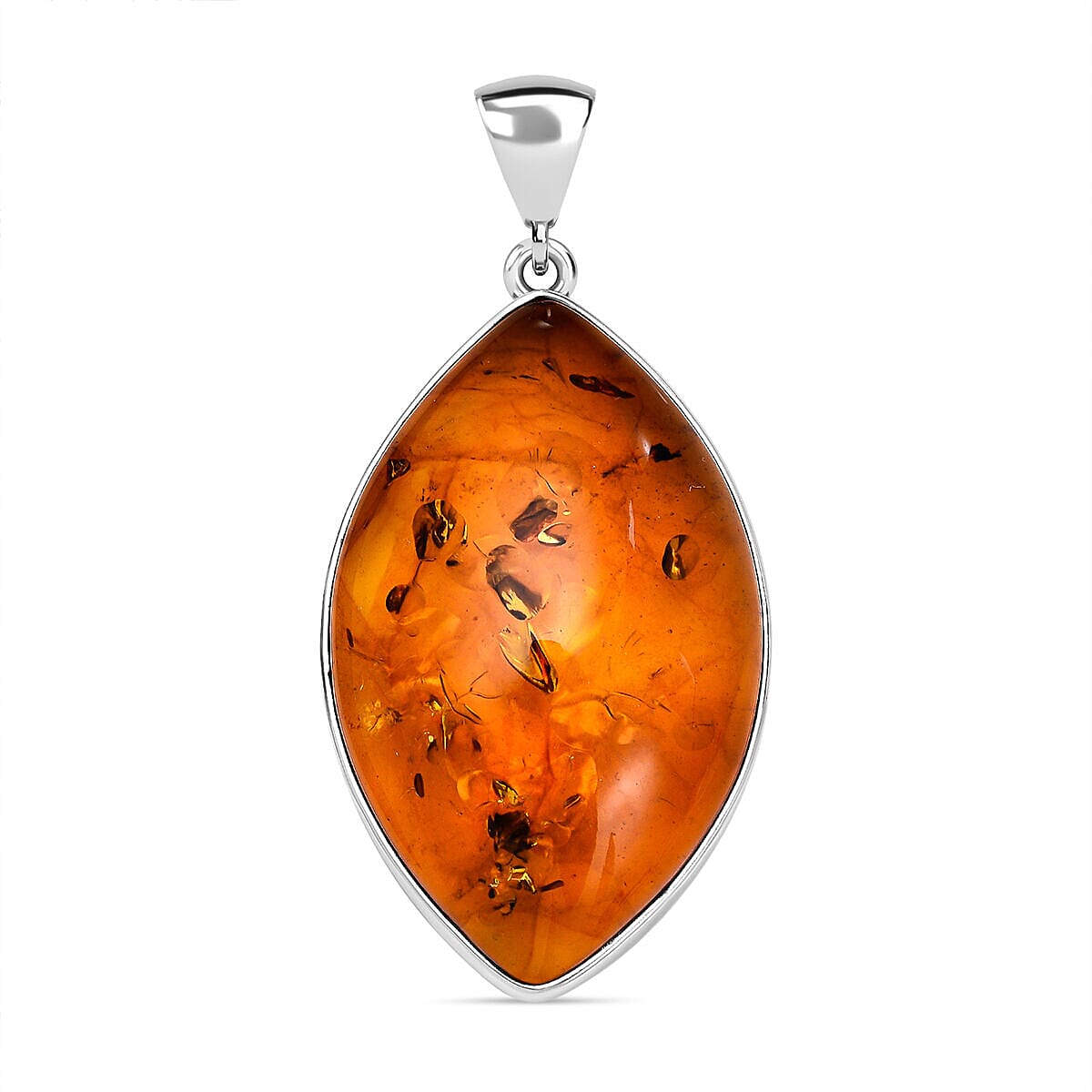 Tucson Special- Amber Pendant in Platinum Overlay Sterling Silver, Silver Wt. 7.00 Gms. 7347229 0