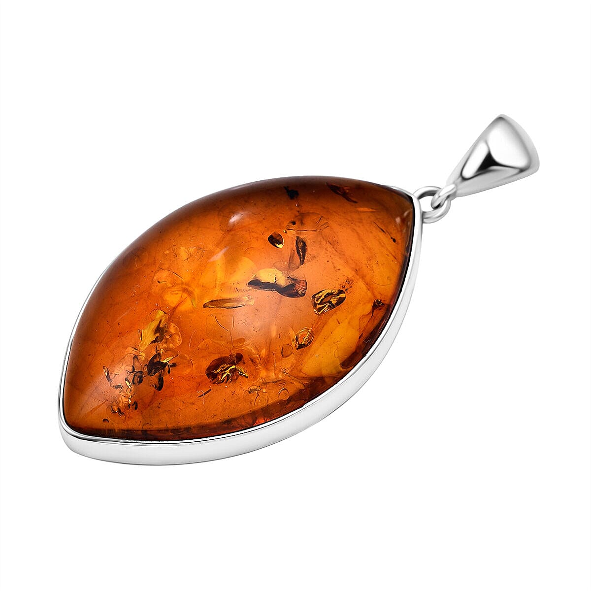 Tucson Special- Amber Pendant in Platinum Overlay Sterling Silver, Silver Wt. 7.00 Gms. 7347229 3