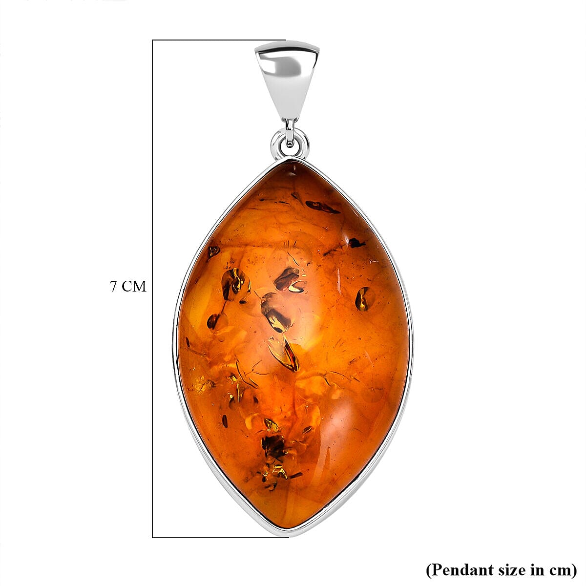 Tucson Special- Amber Pendant in Platinum Overlay Sterling Silver, Silver Wt. 7.00 Gms. 7347229 4