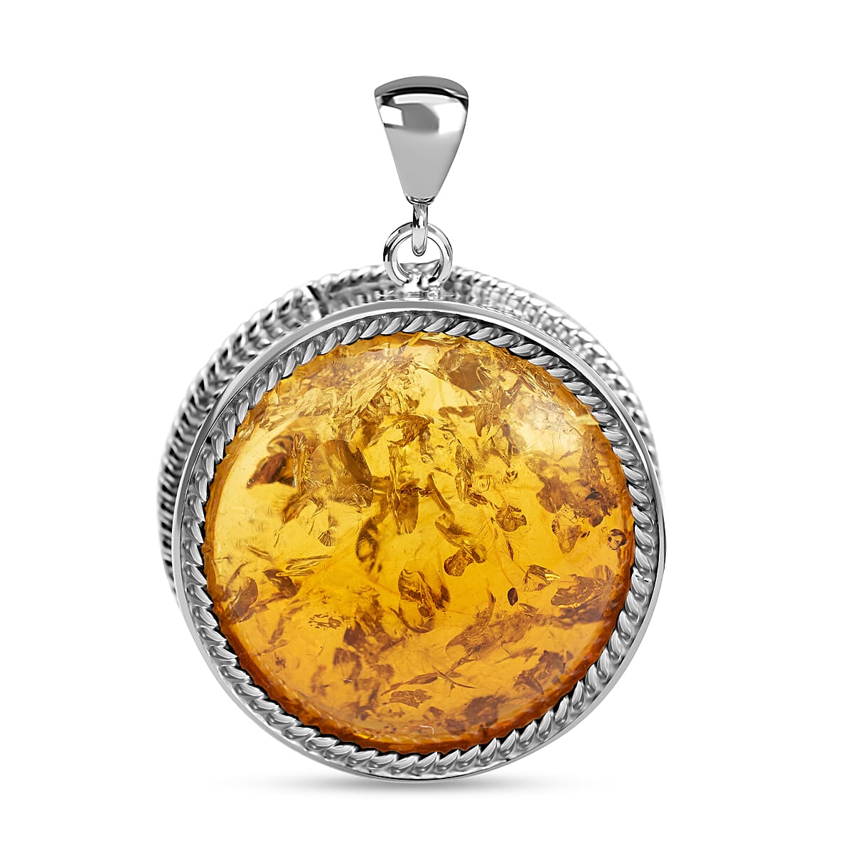 Tucson Special- Amber Pendant in Sterling Silver, Silver Wt. 14.00 Gms 7383151 0