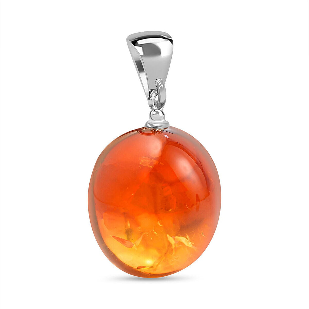 Amber Pendant in Sterling Silver