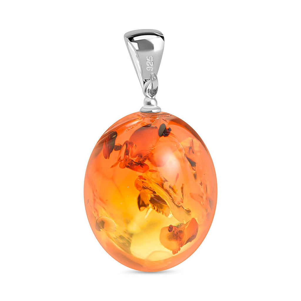 Amber Pendant in Sterling Silver