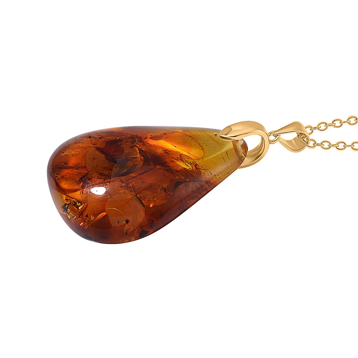 Amber Pendant with Chain (Size 20) Yellow Gold Plated Sterling Silver 21.500 Ct 4289896 3