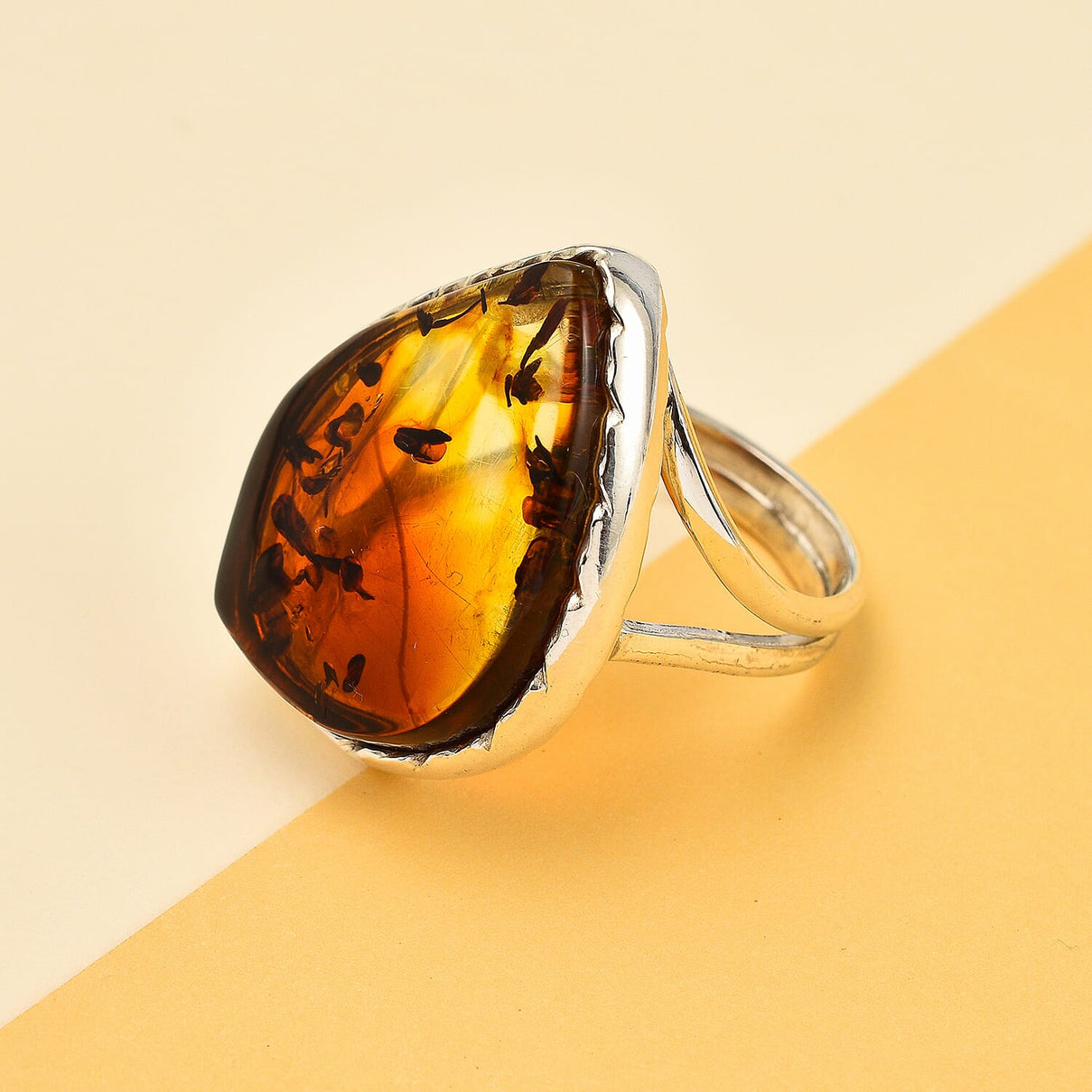 Amber Solitaire Ring in Sterling Silver 3.00 ct. 7959165 1