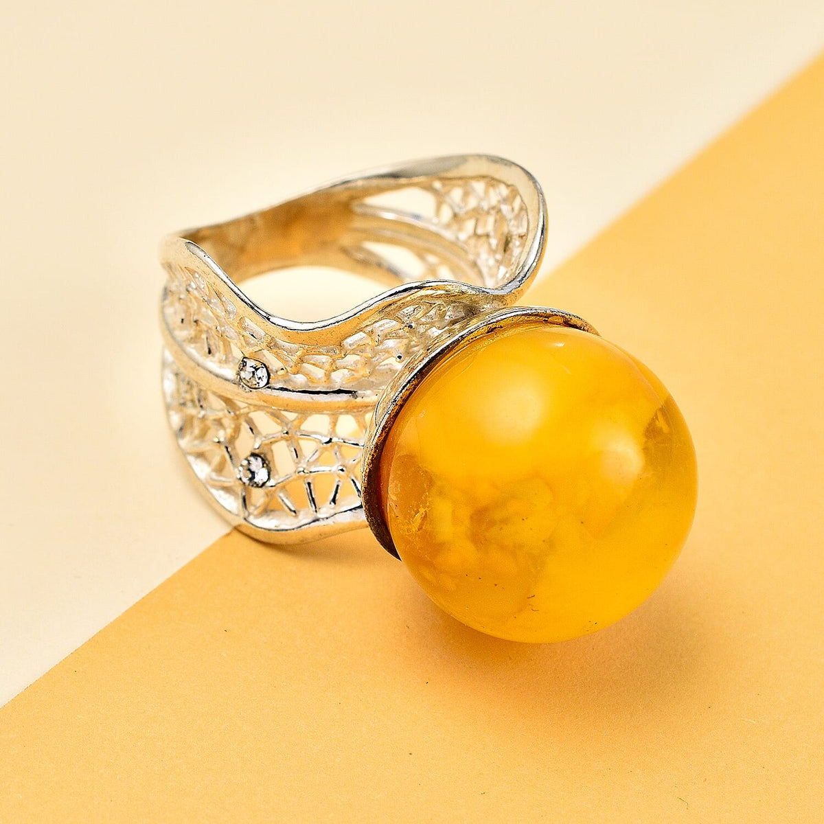 Amber Solitaire Ring in Sterling Silver 4.00 ct. 7959179 1
