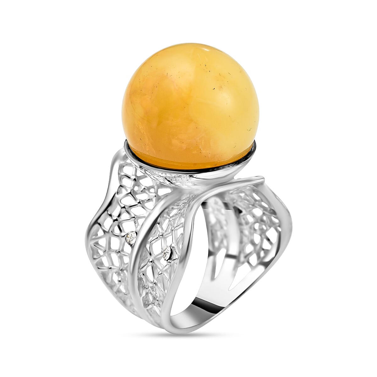 Amber Solitaire Ring in Sterling Silver 4.00 ct. 7959179 3