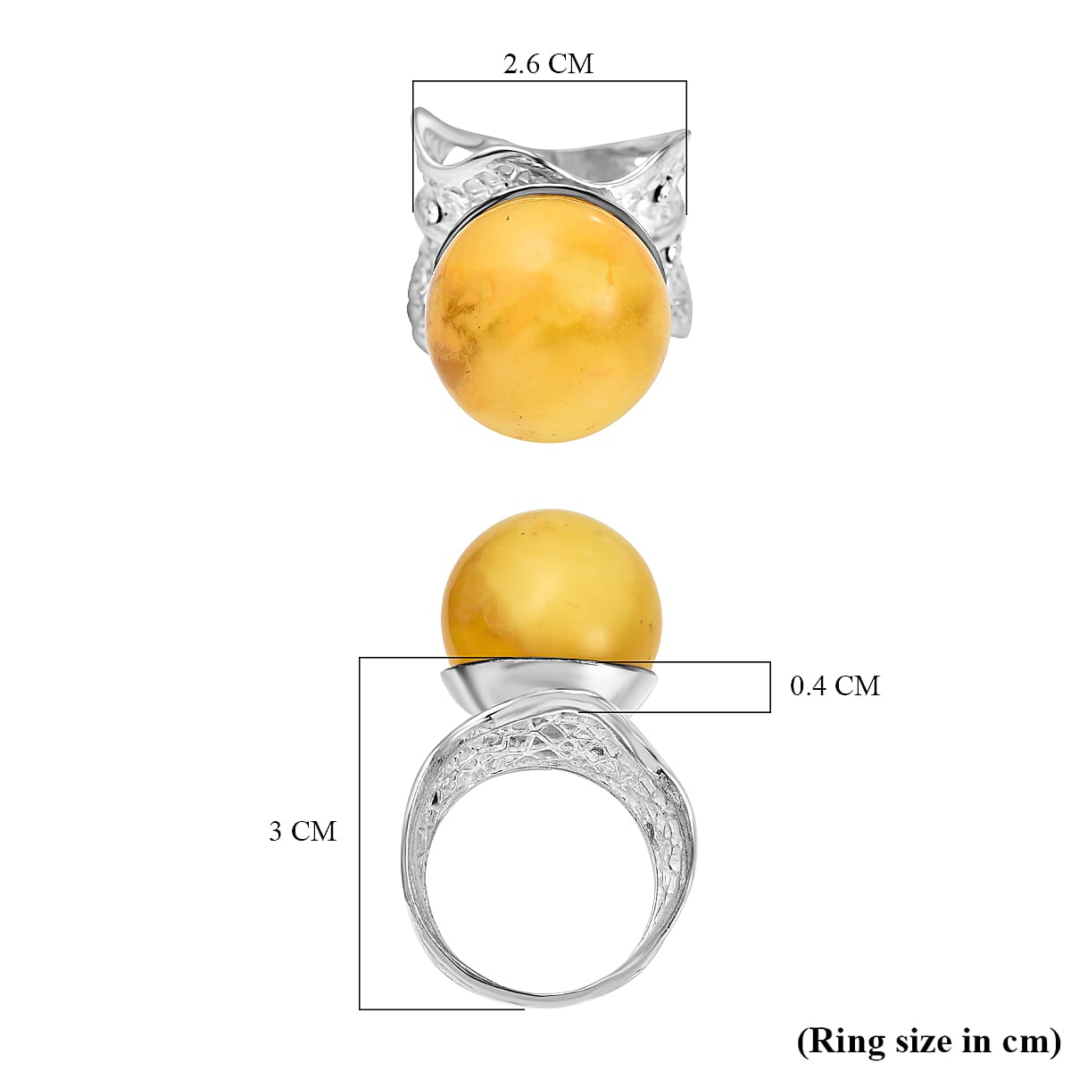 Amber Solitaire Ring in Sterling Silver 4.00 ct. 7959179 5