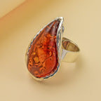 Natural Baltic Amber Ring in Sterling Silver