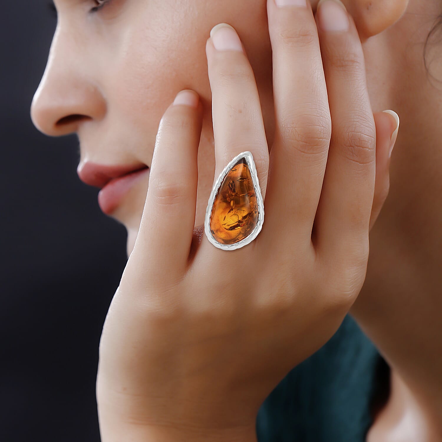 Natural Baltic Amber Ring in Sterling Silver 7748282 2