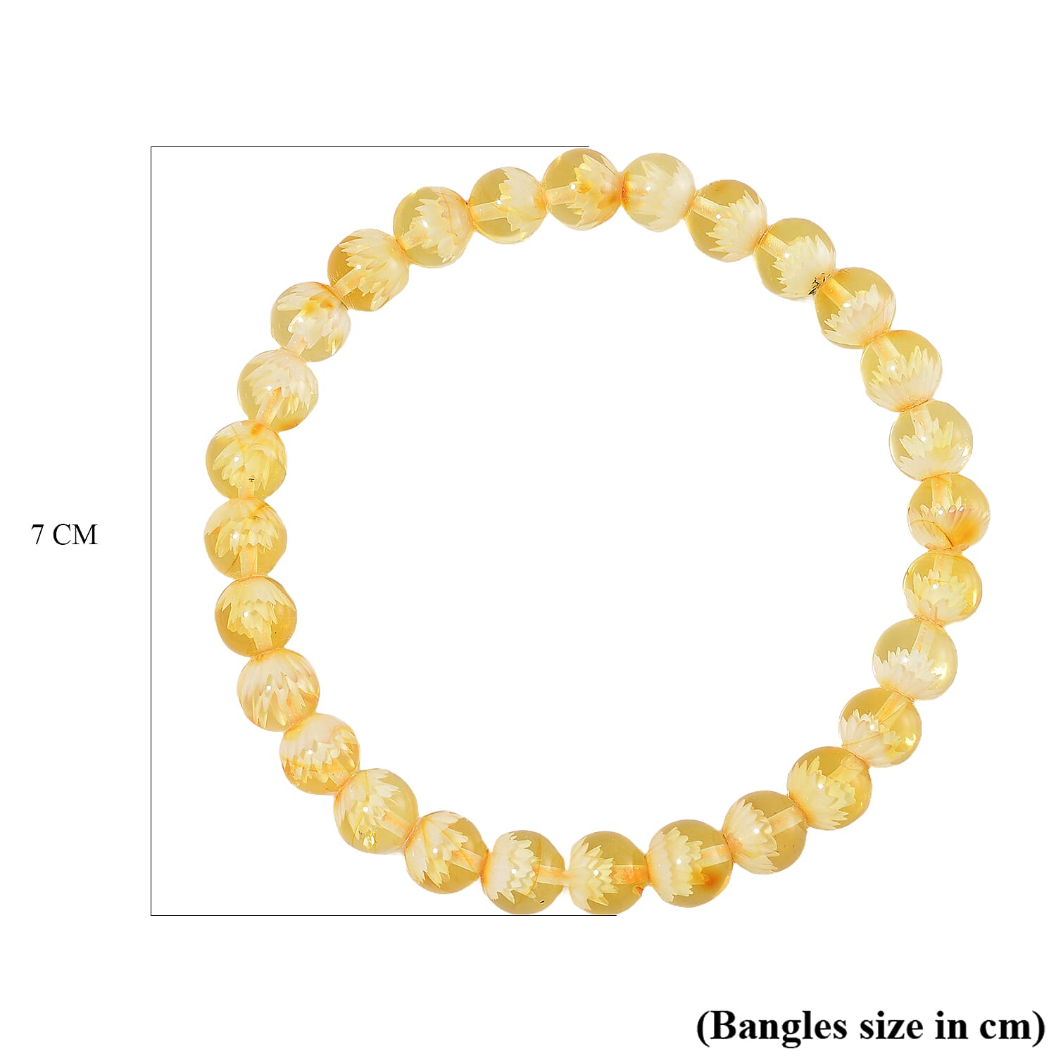 Lotus Carving Natural Amber Beads Stretchable Bracelet (Size - 7) 29.00 Ct. 8087154 5