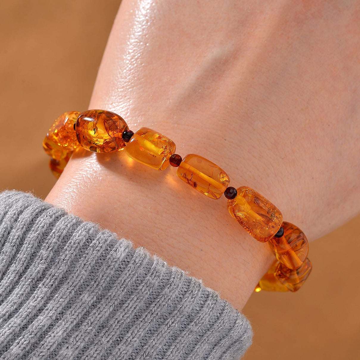 Tucson Find - Natural Baltic Amber Stretchable Bracelet (Size - 7-7.5) 7954593 1