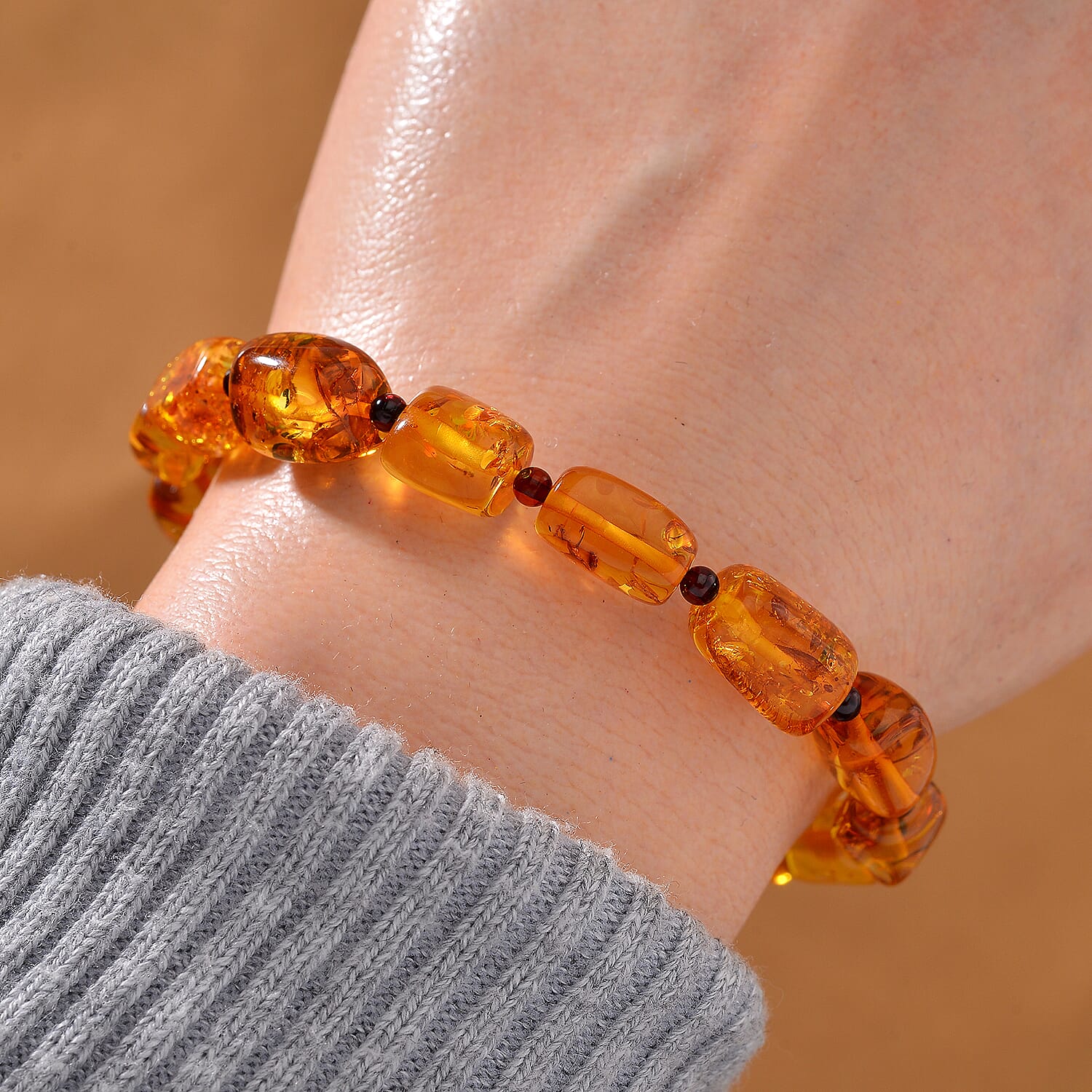Tucson Find - Natural Baltic Amber Stretchable Bracelet (Size - 7-7.5) 7954593 1