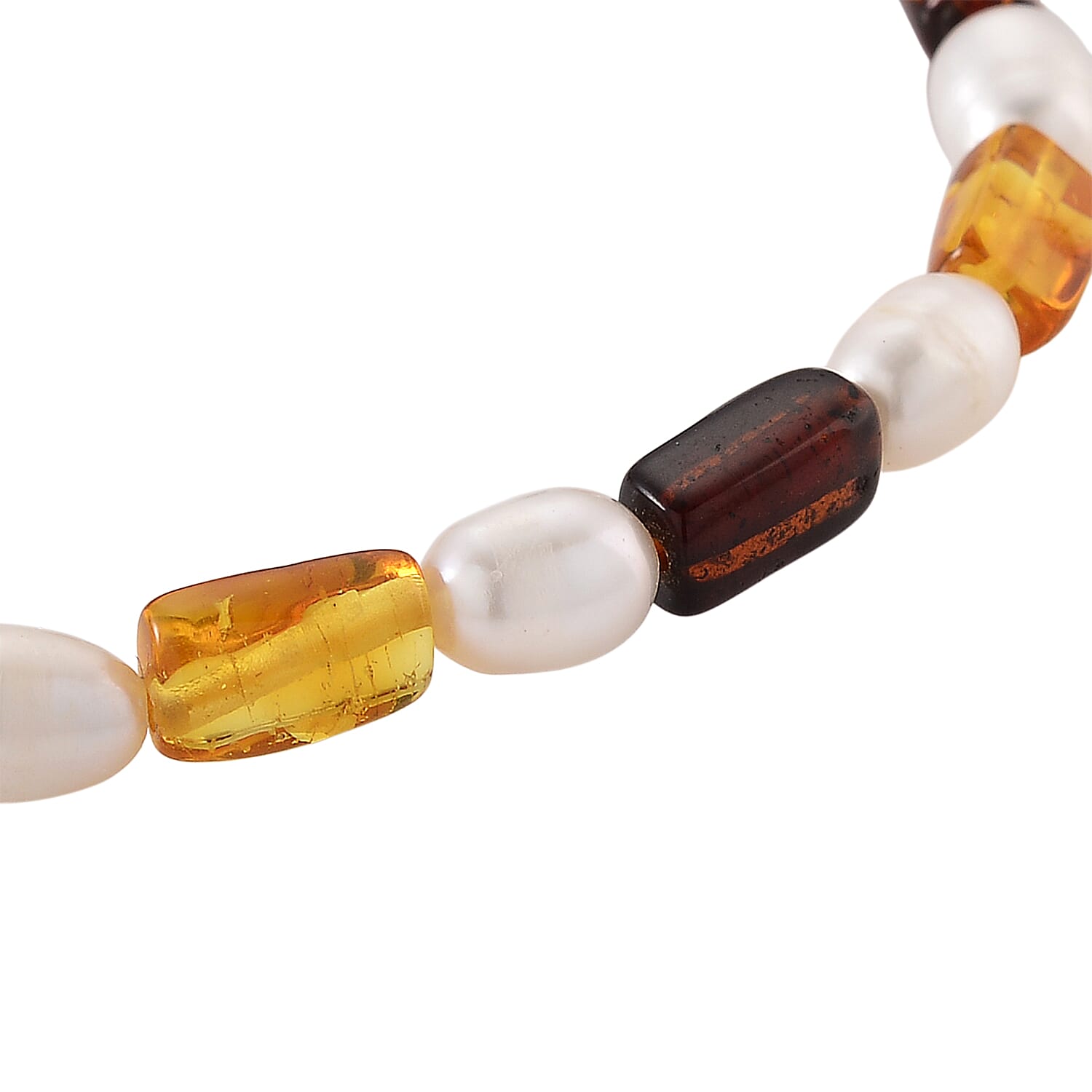 D'Joy Amber &amp; White Fresh Water Pearl Bracelet (Size - 7.5 Stretchable) 30.00 Ct. 8426675 5