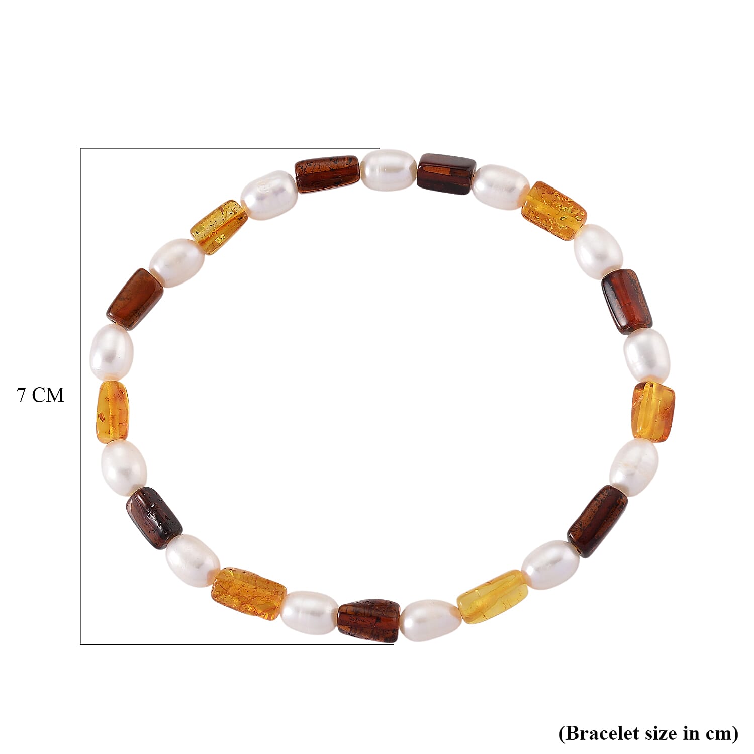D'Joy Amber &amp; White Fresh Water Pearl Bracelet (Size - 7.5 Stretchable) 30.00 Ct. 8426675 6