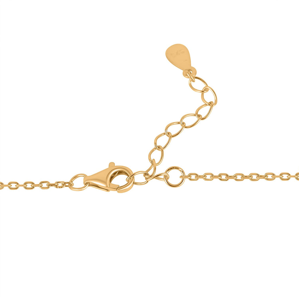 Butterscotch Amber & White Zircon Necklace (Size - 16-2 Ext) in Gold Plated Sterling Silver 3.30 Ct.