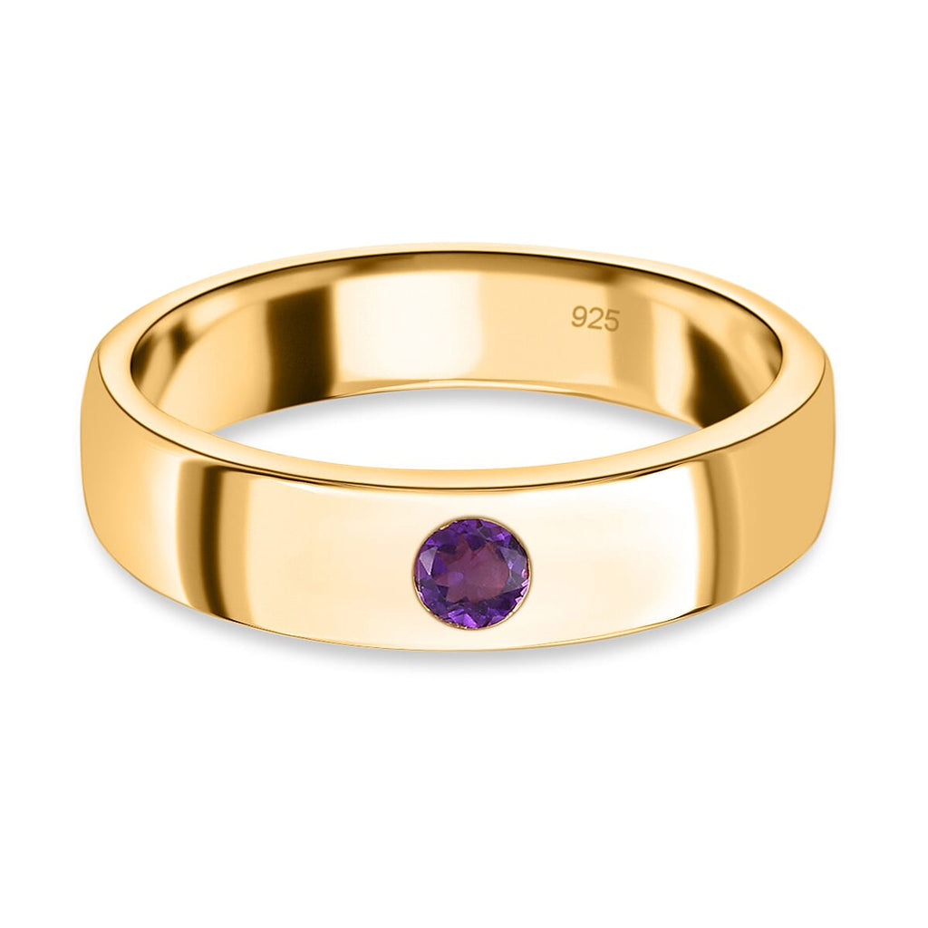 Amethyst Band Ring in 14K Gold Overlay Sterling Silver