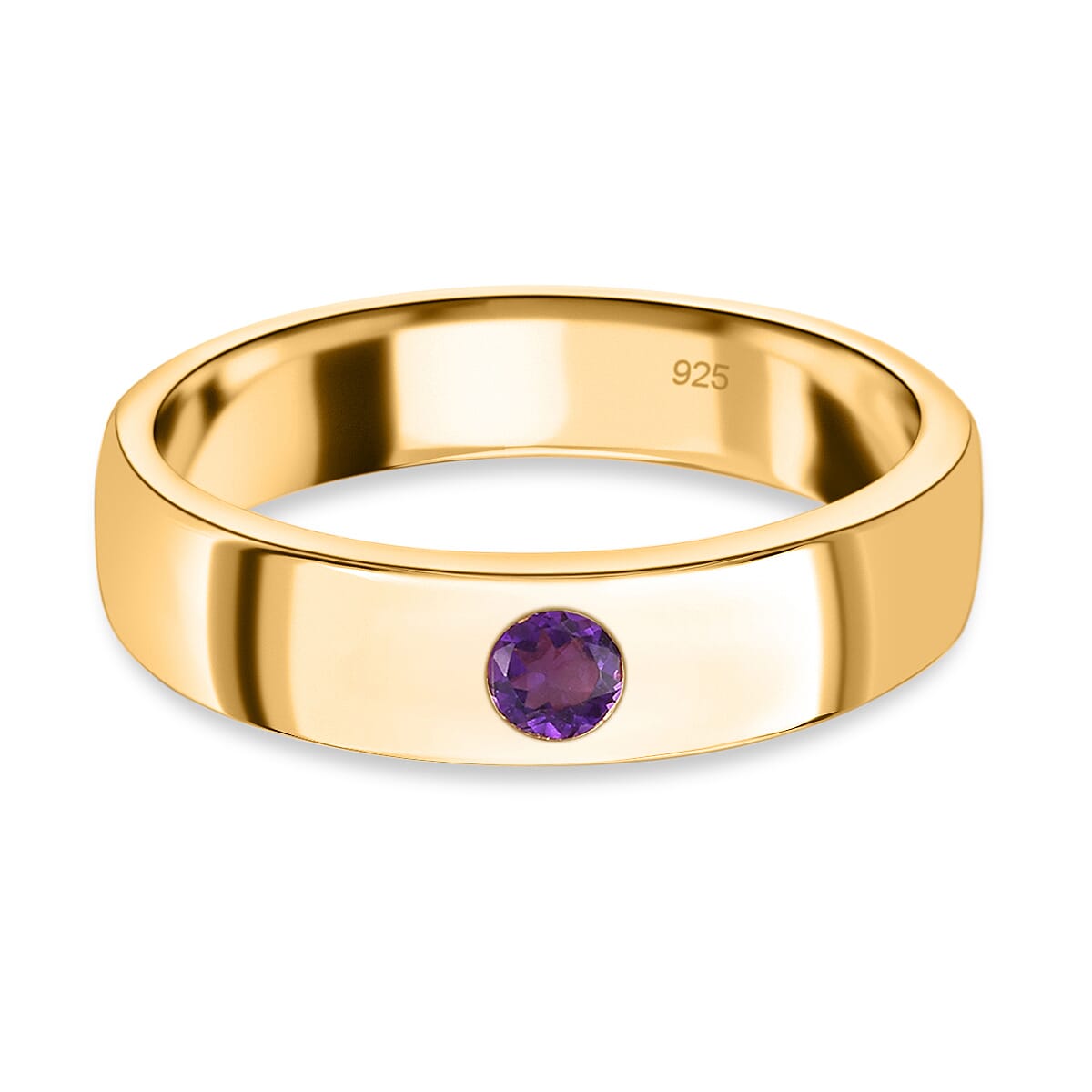 Amethyst Wedding Band Ring in 14K Gold Plated Sterling Silver 3731444 0