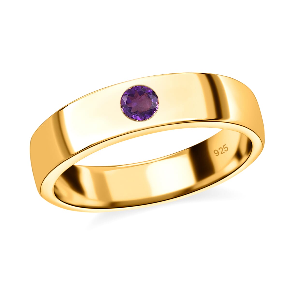 Amethyst Wedding Band Ring in 14K Gold Plated Sterling Silver 3731444 2