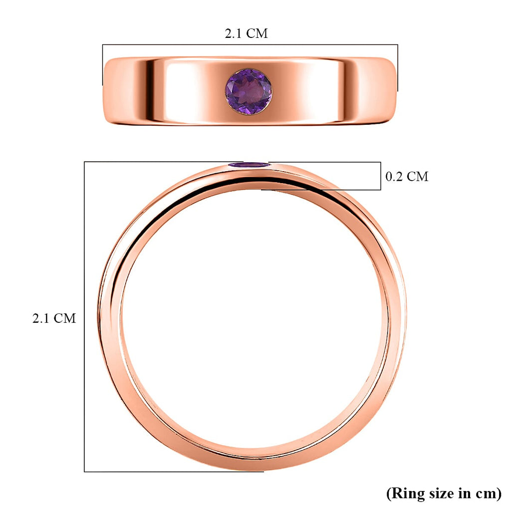 Amethyst Band Ring in Rose Gold Overlay Sterling Silver