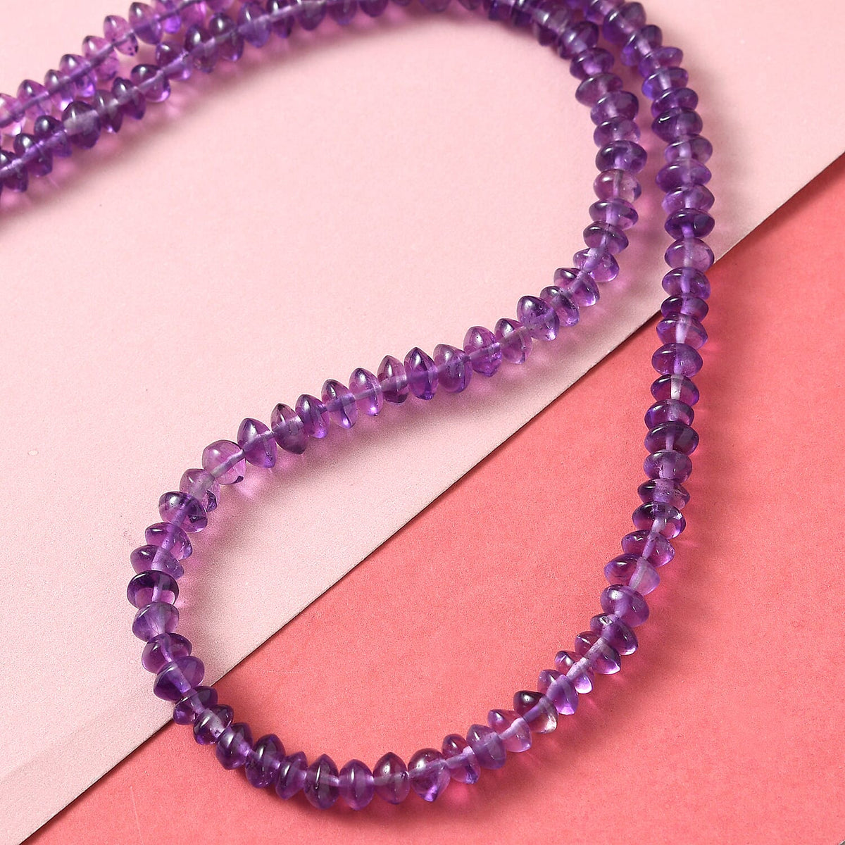Amethyst Beads Necklace (Size - 20 with Extender) in Rhodium Overlay Sterling Silver 62.00 Ct. 6126859 3